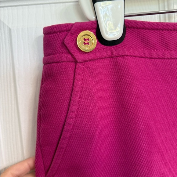 Talbots Solid Pink A-Line Short Skirt Womens 12 P Gold Buttons Sailor Style Work - Picture 2 of 6